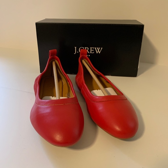 J. Crew Shoes - J. Crew Lizzie Leather Flats Dark Poppy Size 8 BNIB